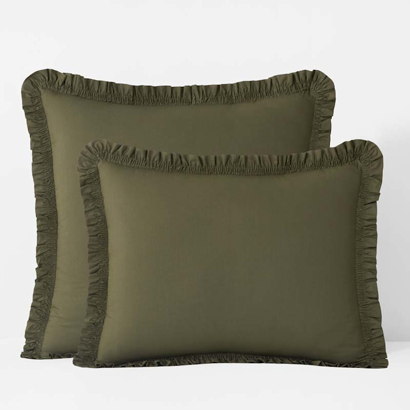 Solid Ruffle Garment Washed Cotton Percale Sham