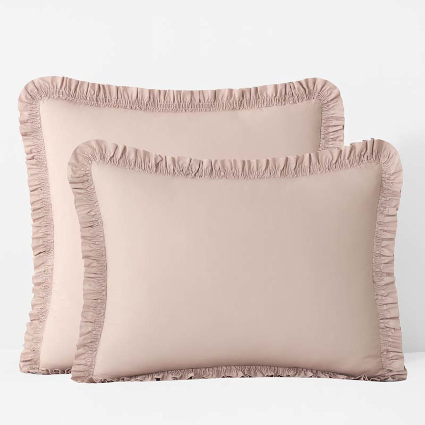 Solid Ruffle Garment Washed Cotton Percale Sham