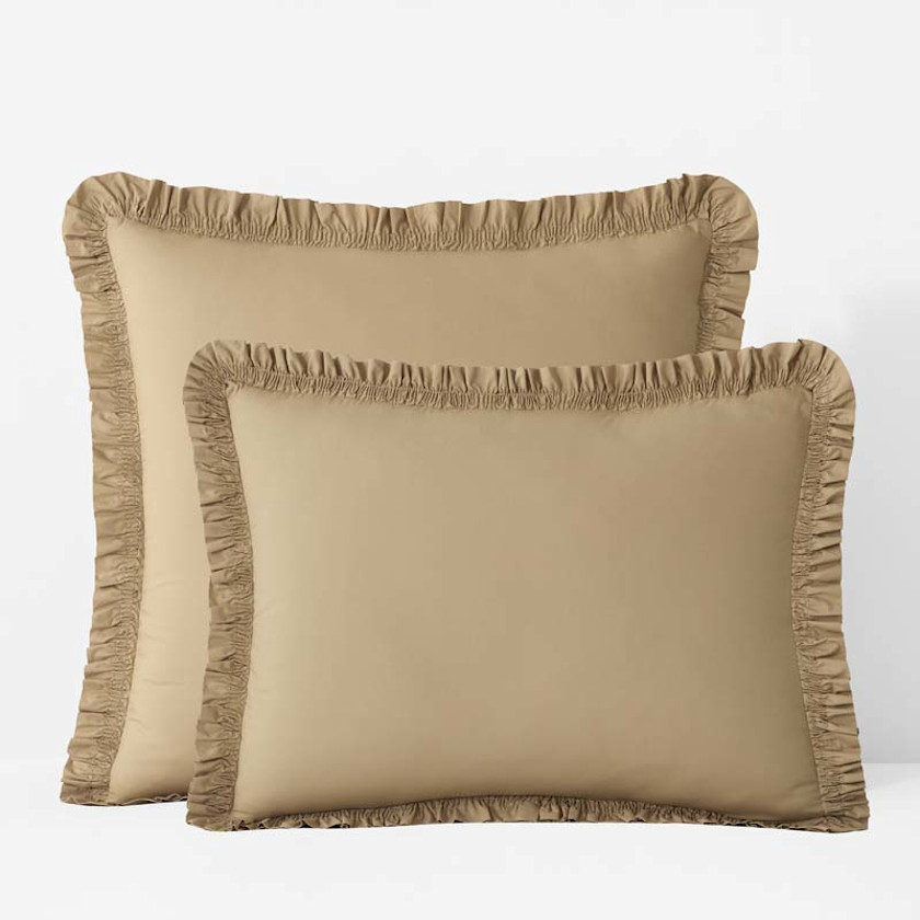Solid Ruffle Garment Washed Cotton Percale Sham