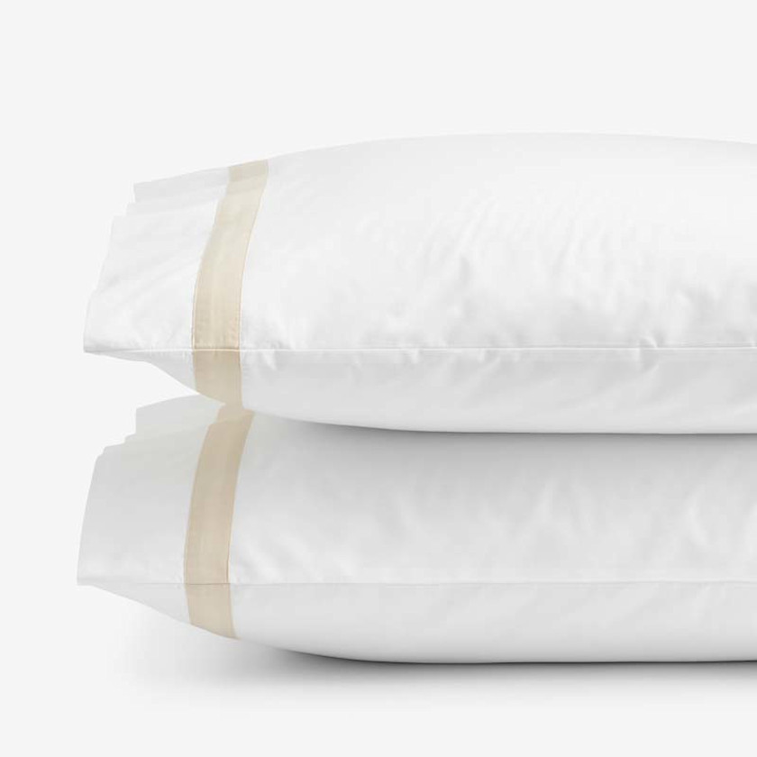 Solid Border Premium Cool Supima&reg; Cotton Percale Pillowcase Set