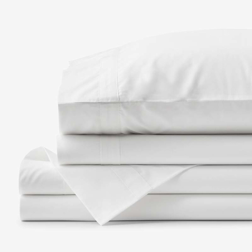 Solid Border Premium Cool Supima&reg; Cotton Percale Bed Sheet Set