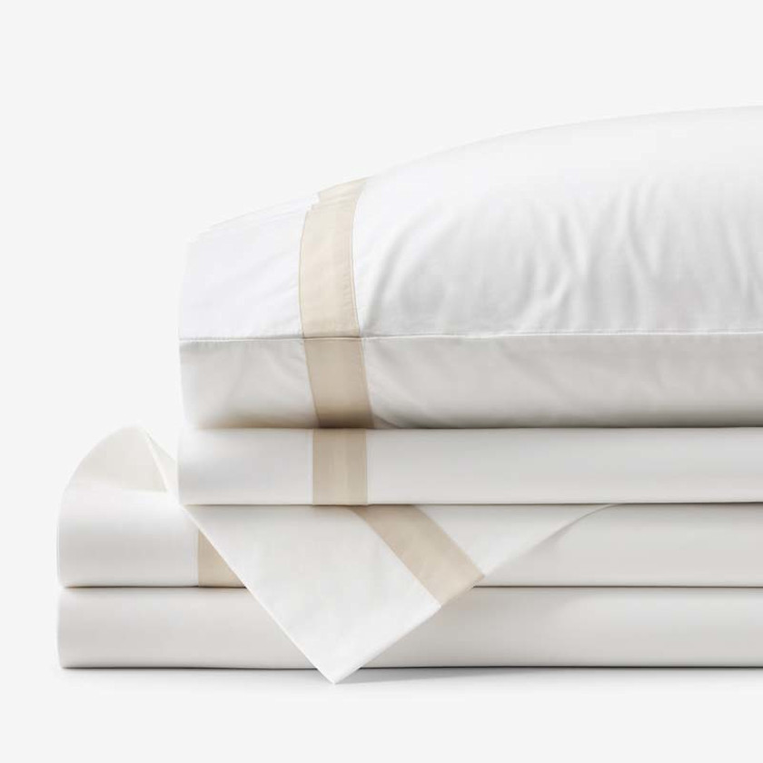 Solid Border Premium Cool Supima&reg; Cotton Percale Bed Sheet Set