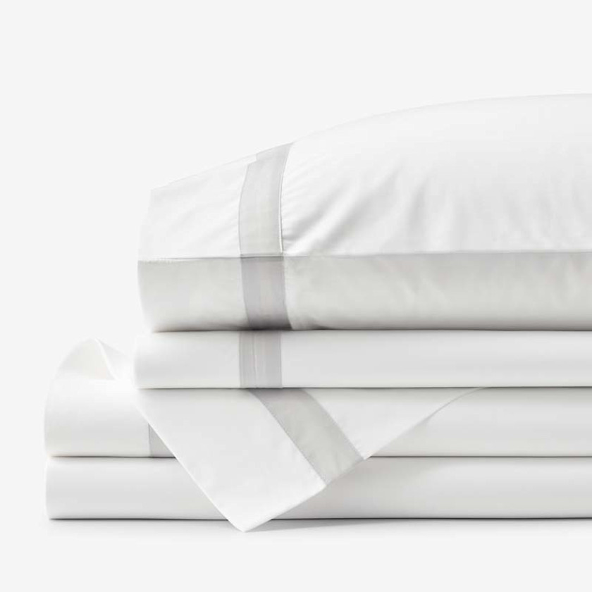 Solid Border Premium Cool Supima&reg; Cotton Percale Bed Sheet Set