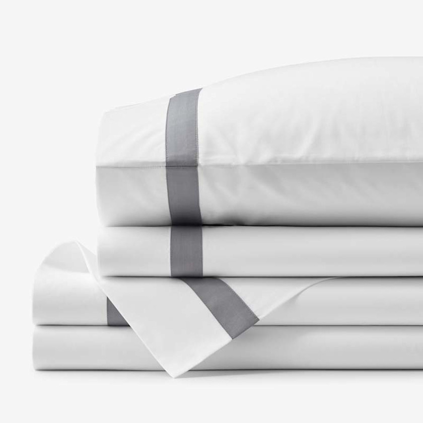 Solid Border Premium Cool Supima&reg; Cotton Percale Bed Sheet Set