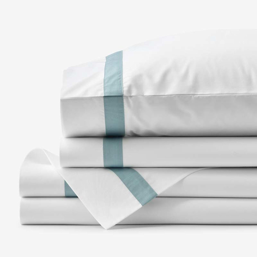 Solid Border Premium Cool Supima&reg; Cotton Percale Bed Sheet Set
