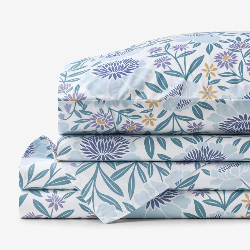 Tira Floral Classic Cool Cotton Percale Bed Sheet Set