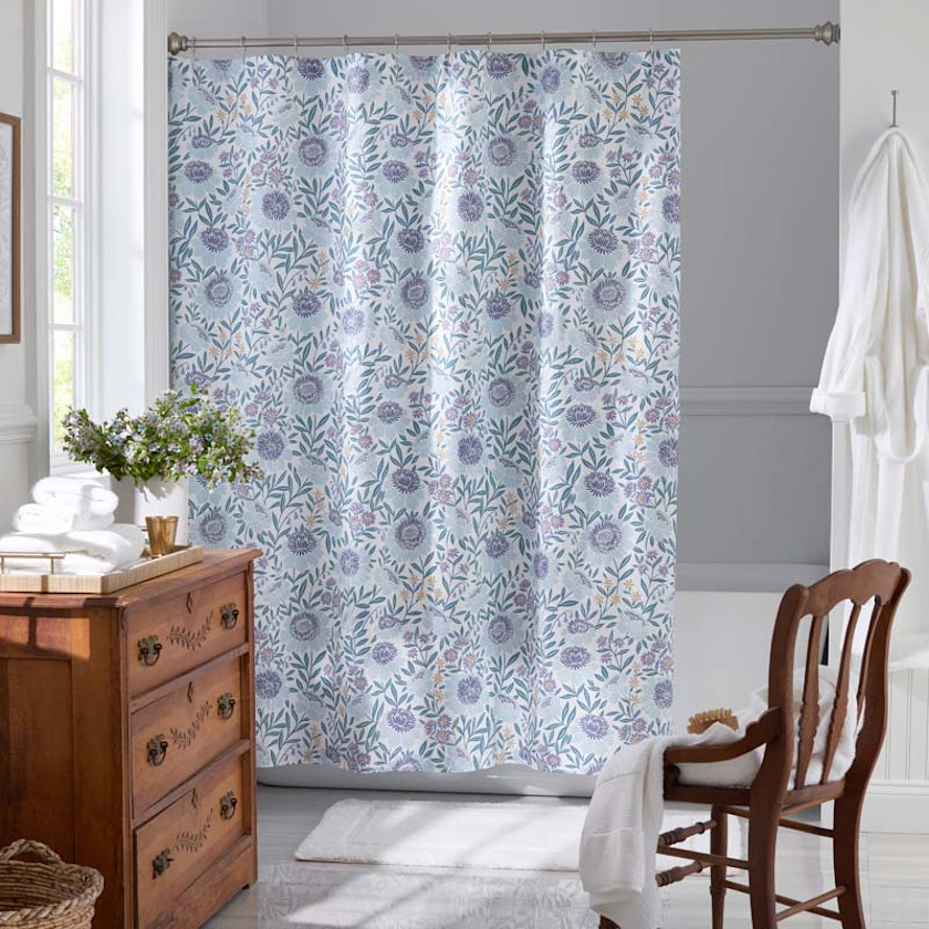 Tira Floral Classic Cool Cotton Percale Shower Curtain