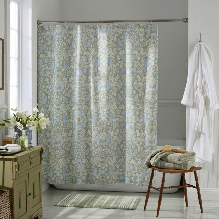 Tira Floral Classic Cool Cotton Percale Shower Curtain