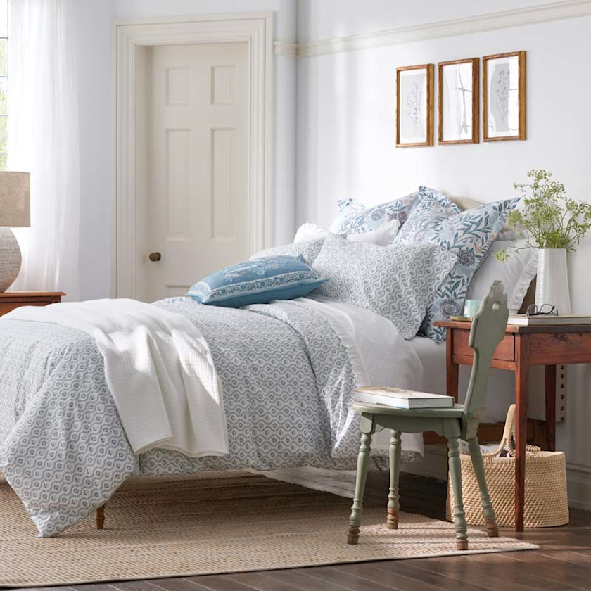 Tira Floral Classic Cool Cotton Percale Bed Sheet Set,Flower Green