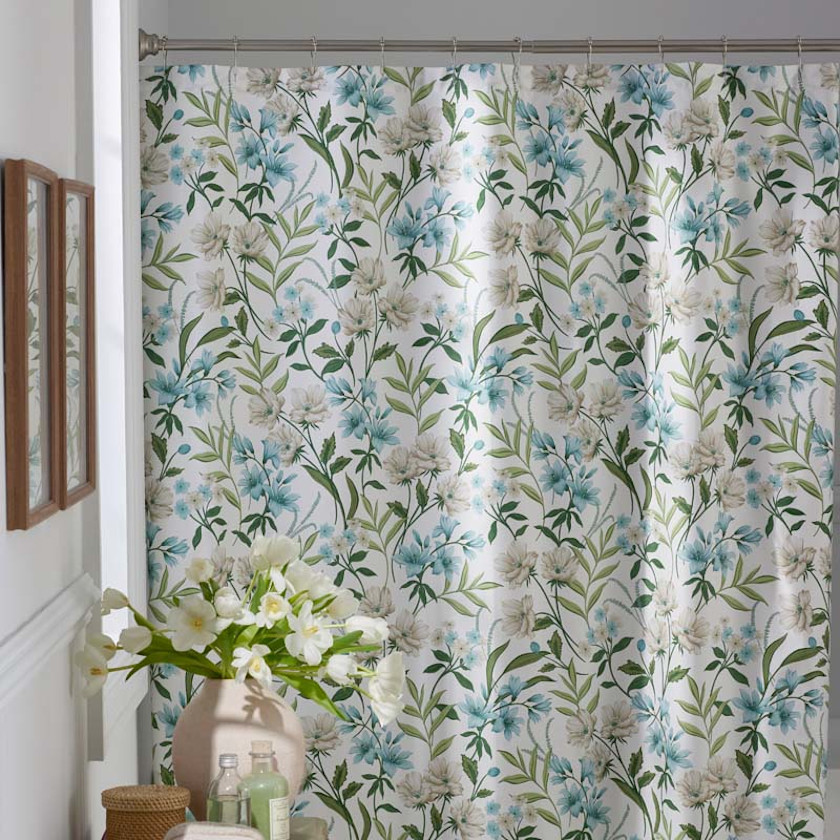 Gardenia Mist Premium Smooth Wrinkle-Free Sateen Shower Curtain,Cream Multi