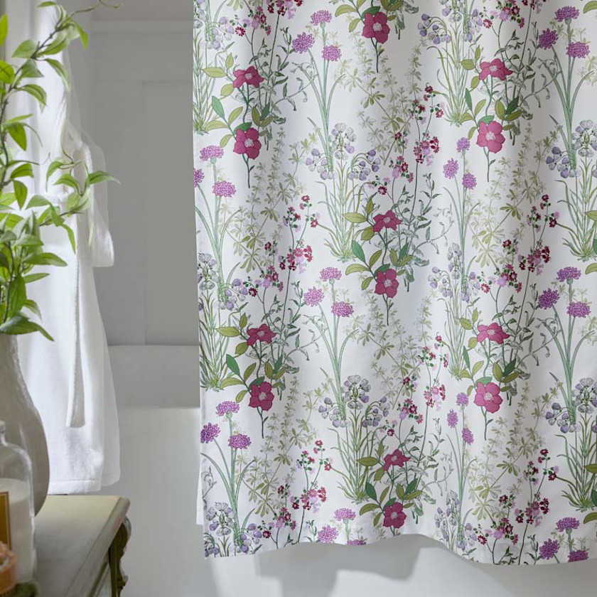 Bloom Meadow Classic Smooth Sateen Shower Curtain,White Multi