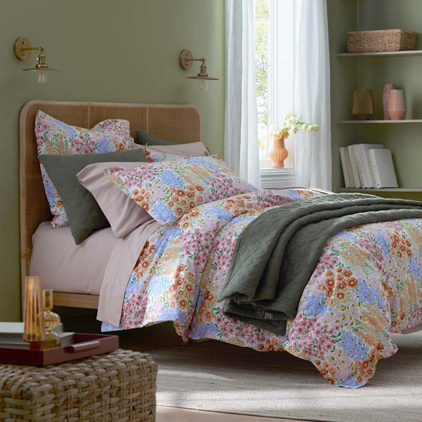 Garden Jubilee Classic Cool Cotton Percale Fitted Bed Sheet,Multi