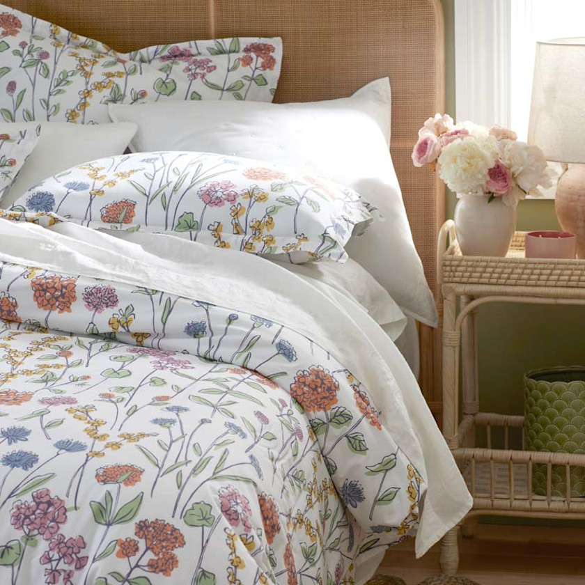 Garden Mirage Classic Cool Cotton Percale Fitted Bed Sheet,White Multi