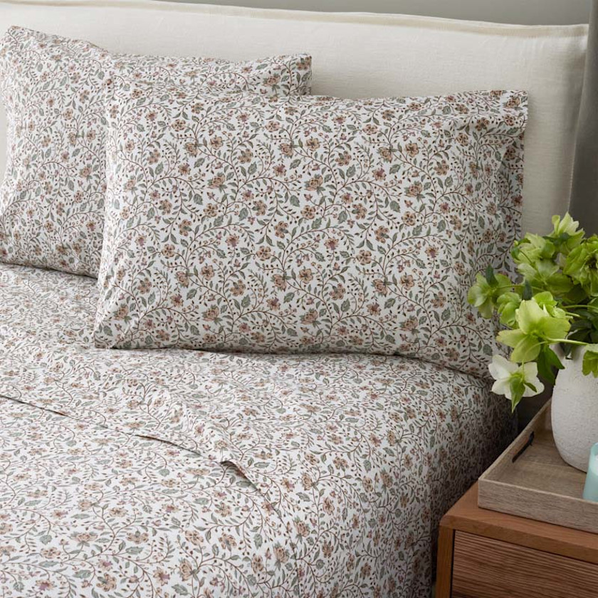 Garden Patch Floral Garment Washed Cotton Percale Bed Sheet Set - Multi, Twin,Multi