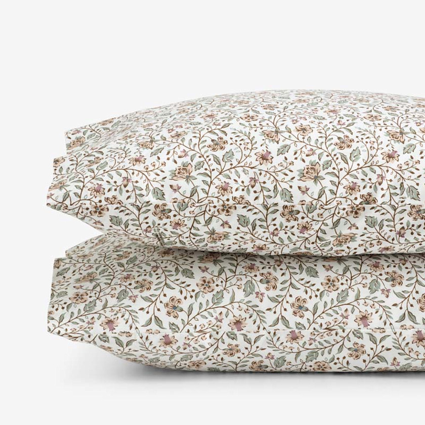 Garden Patch Floral Garment Washed Cotton Percale Pillowcase Set