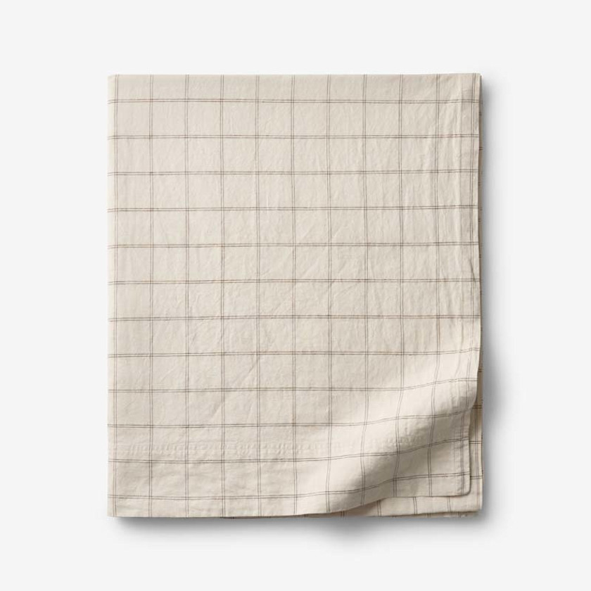 Tailored Stripes and Plaids Premium Breathable Washed Linen Cotton Flat Bed Sheet