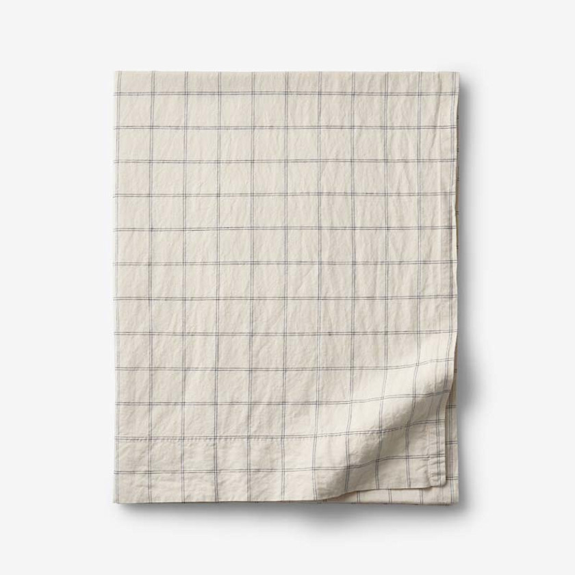 Tailored Stripes and Plaids Premium Breathable Washed Linen Cotton Flat Bed Sheet