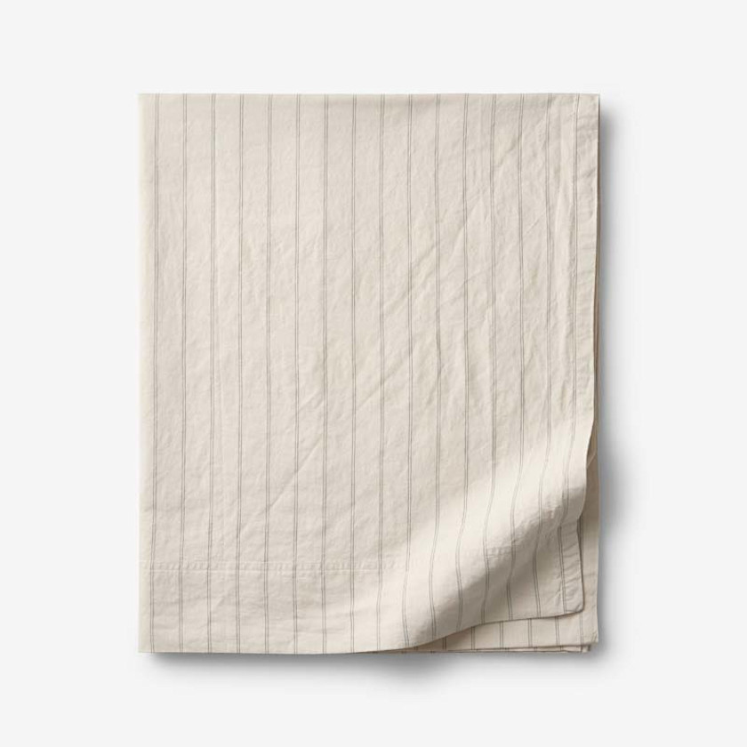 Tailored Stripes and Plaids Premium Breathable Washed Linen Cotton Flat Bed Sheet