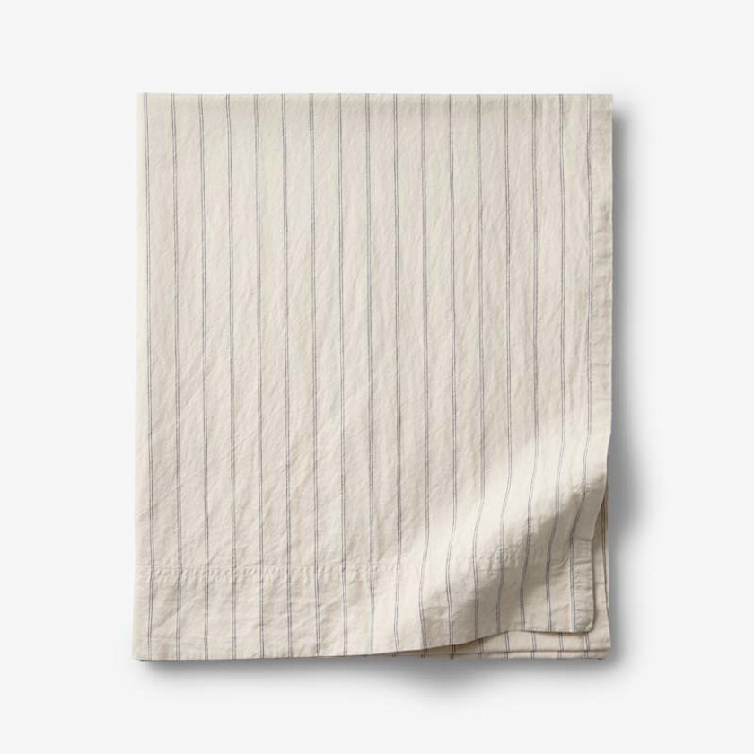 Tailored Stripes and Plaids Premium Breathable Washed Linen Cotton Flat Bed Sheet