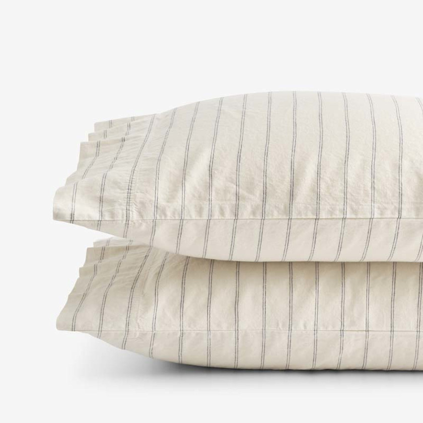 Tailored Stripes and Plaids Premium Breathable Washed Linen Cotton Pillowcase Set
