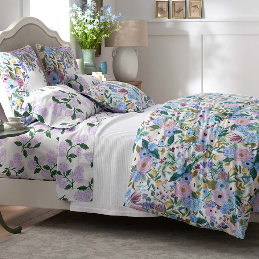 Garden Party Classic Cool Cotton Percale Fitted Bed Sheet,Lilac