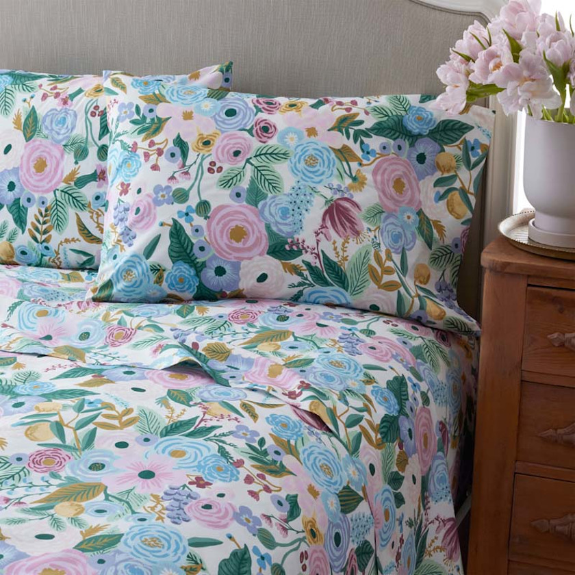 Garden Party Classic Cool Cotton Percale Bed Sheet Set,Lilac