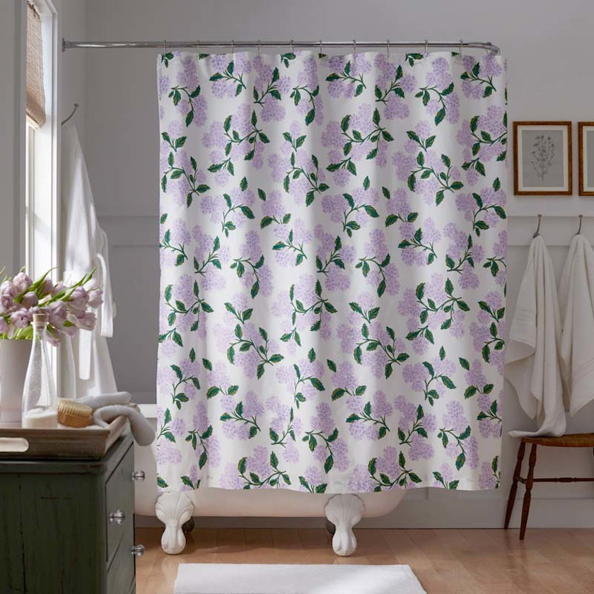 Hydrangea Classic Cool Cotton Percale Shower Curtain