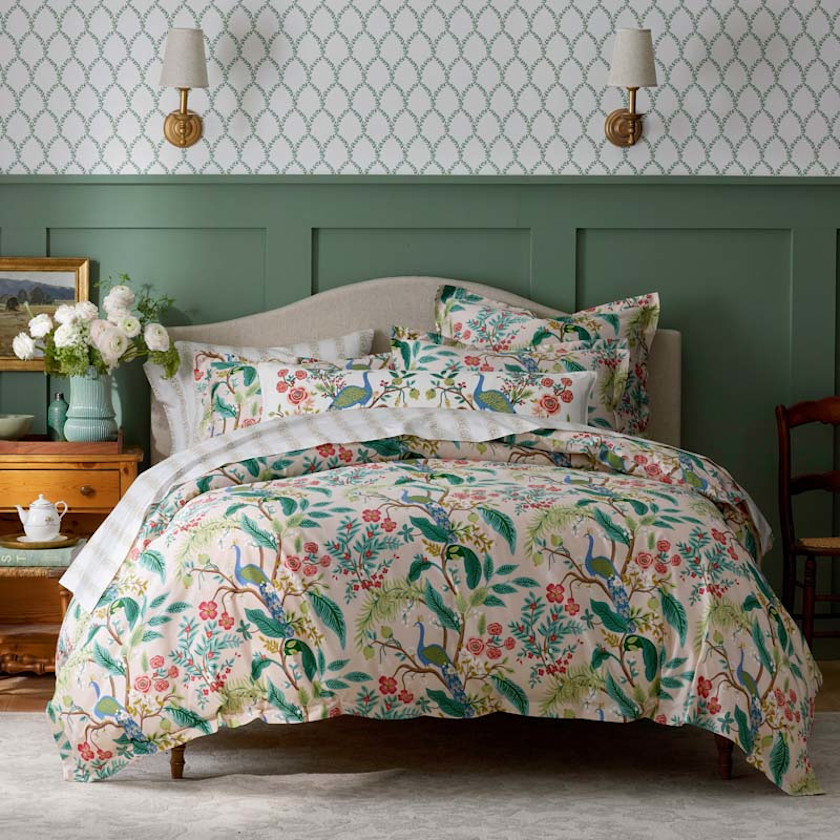 Peacock Classic Smooth Sateen Fitted Bed Sheet,Blush