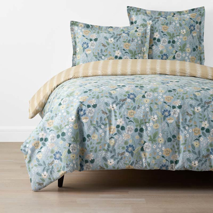 Strawberry Fields Classic Cool Cotton Percale Duvet Cover,Slate
