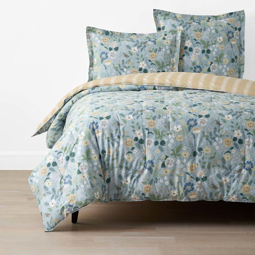 Strawberry Fields Classic Cool Cotton Percale Comforter,Slate