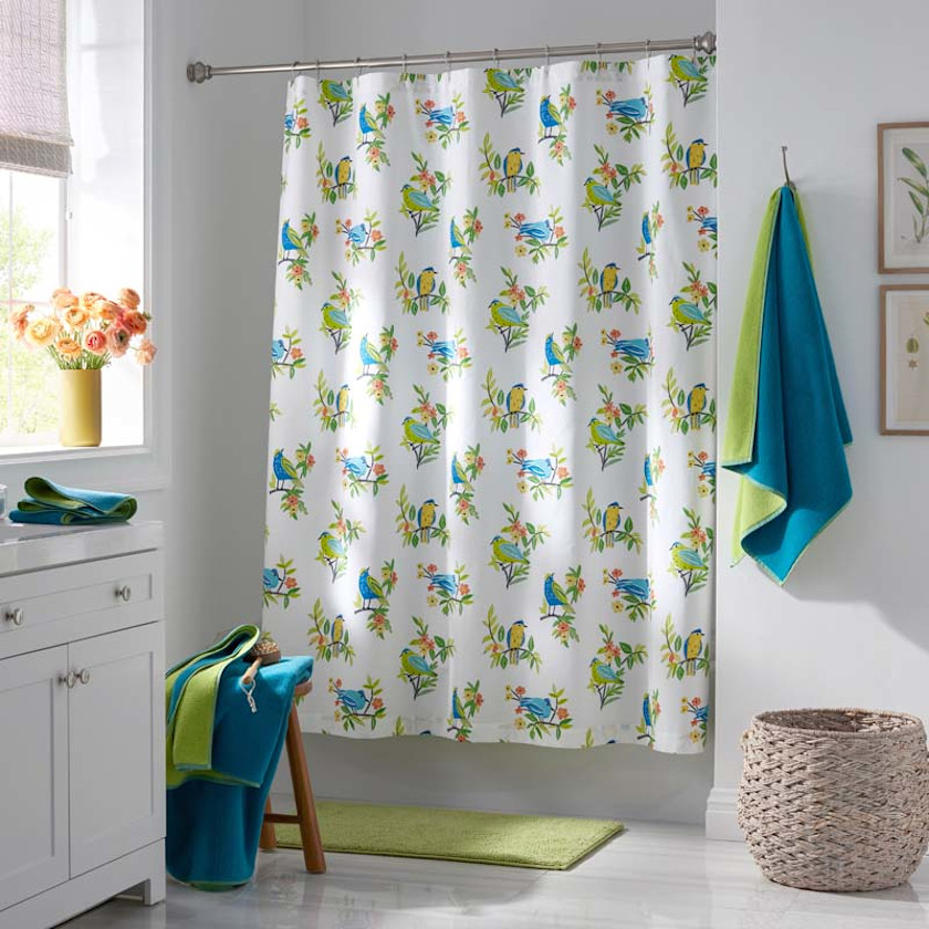 Summer Prints Classic Cool Cotton Percale Shower Curtain,Bird Days
