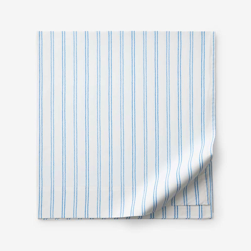 Blossoms and Stripes Classic Cool Cotton Percale Flat Bed Sheet