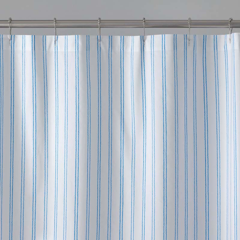 Blossoms and Stripes Classic Cool Cotton Percale Shower Curtain