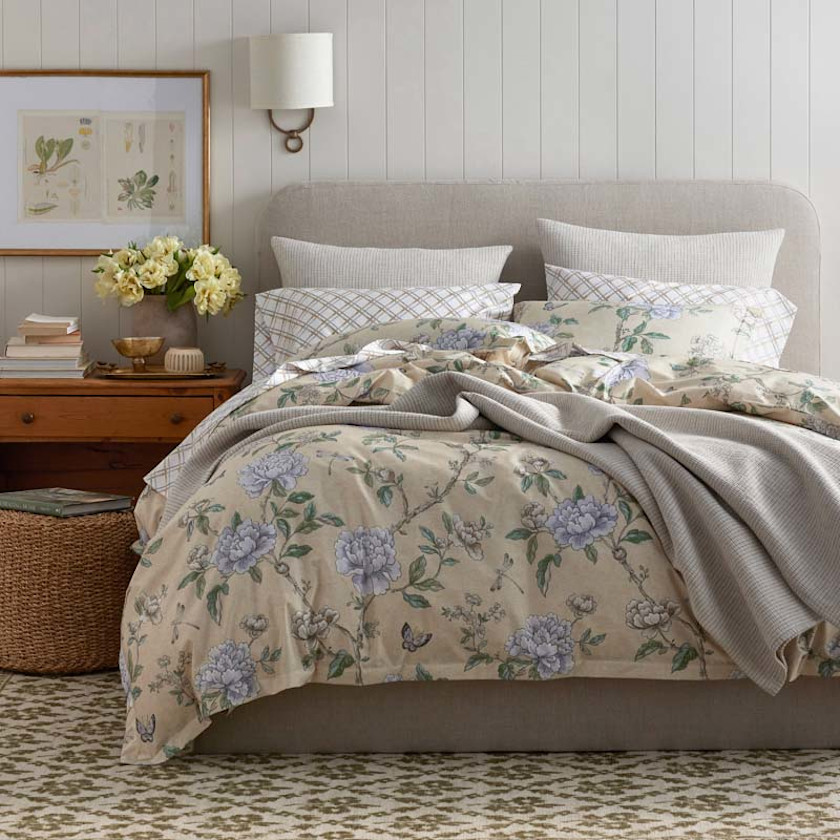 Peony Garden Premium Smooth Wrinkle-Free Sateen Bed Sheet Set - Beige Tan, Twin,Beige Tan