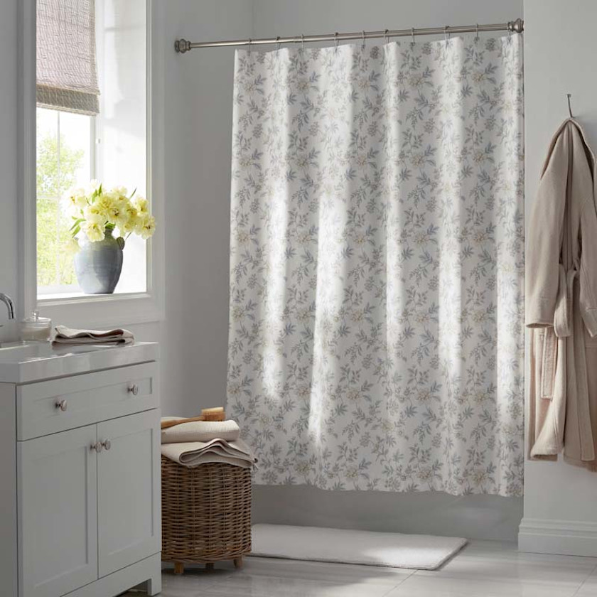Whispering Garden Premium Smooth Wrinkle-Free Sateen Shower Curtain - Gray Multi,Gray Multi