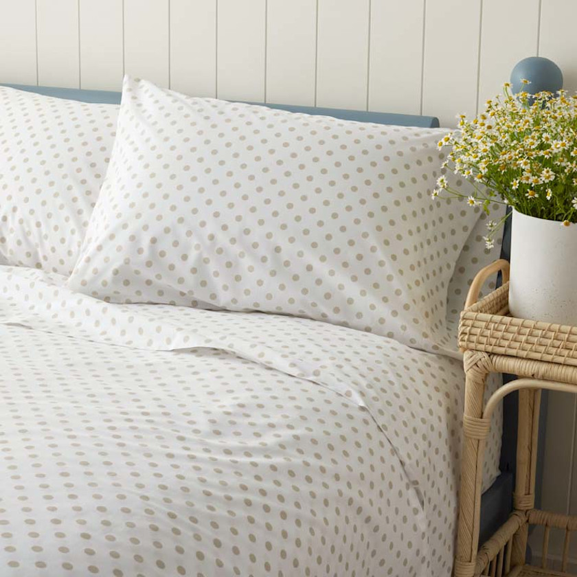 Isadora Classic Cool Cotton Percale Pillowcase Set - Dot, Standard,Dot