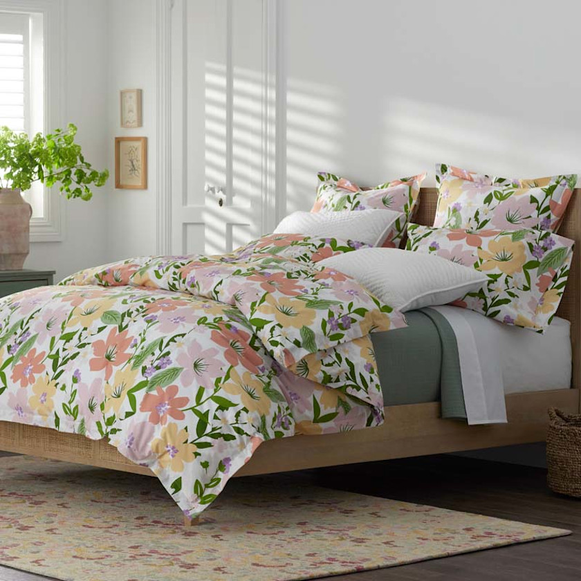 Whimsy Garden Classic Cool Cotton Percale Bed Sheet Set - Multi, Twin,Multi