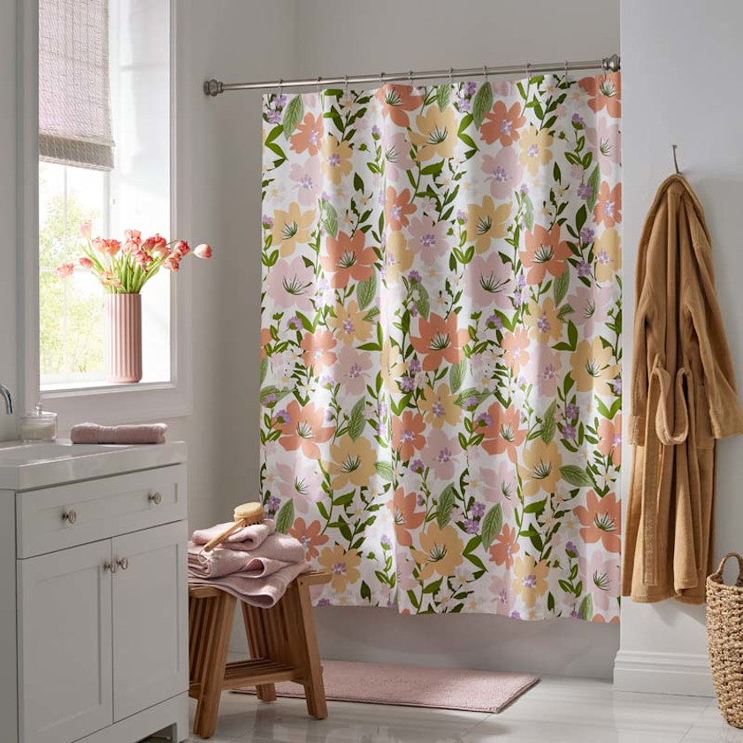 Whimsy Garden Classic Cool Cotton Percale Shower Curtain - Multi,Multi
