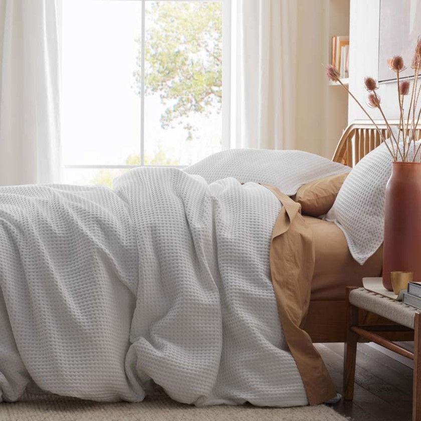 Waffle Sham - White, Standard,White