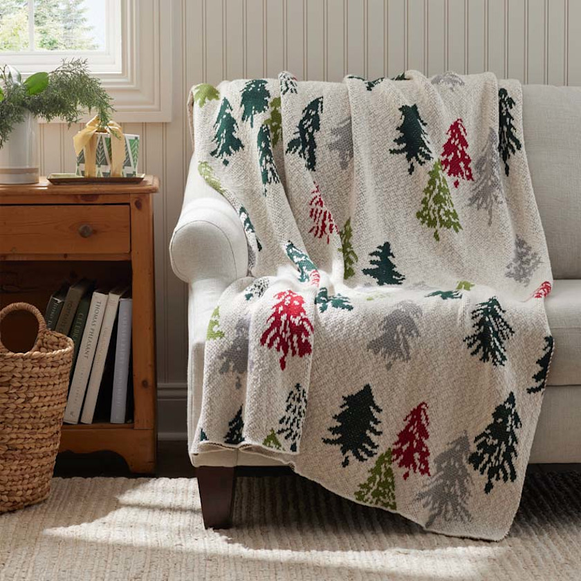Holiday Knit Throw,Festive Tree