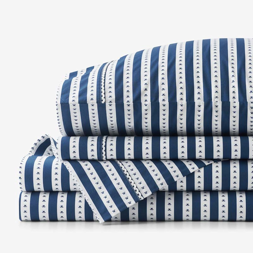 Mini-Prints Garment Washed Cotton Percale Bed Sheet Set