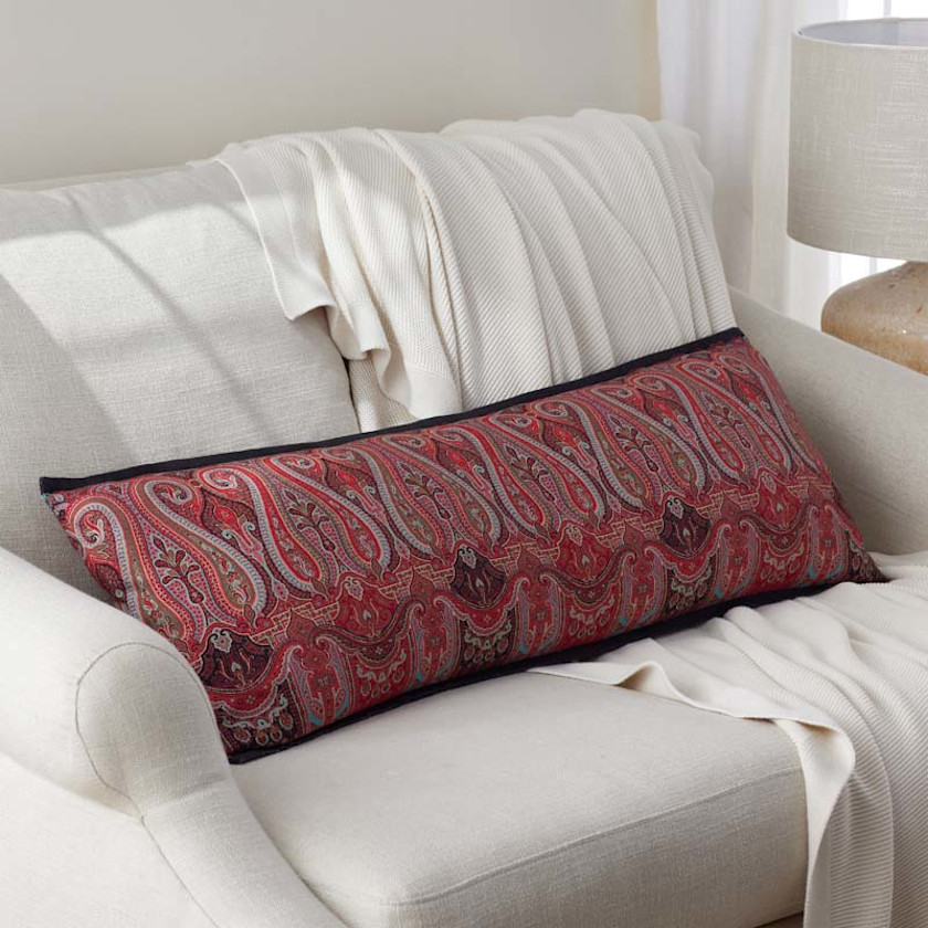 Aadrika Decorative Lumbar Pillow Cover - Red, 14 in. x 40 in.,Red