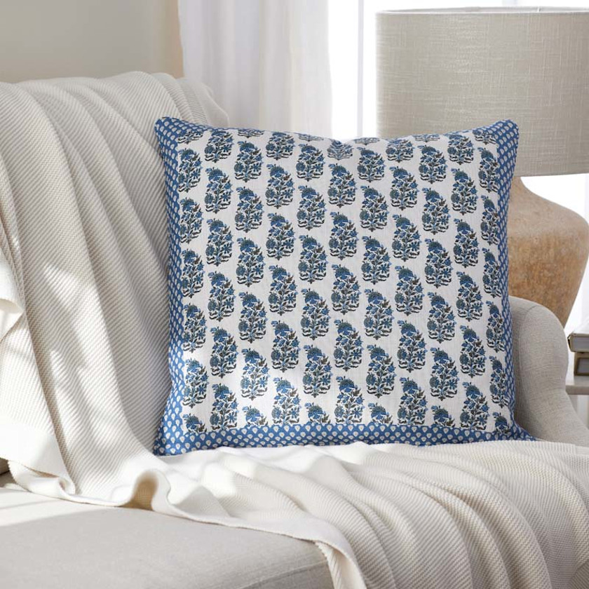 Jiya Reversible Decorative Square Pillow Cover - Blue Multi, 20 in. x 20 in.,Blue Multi