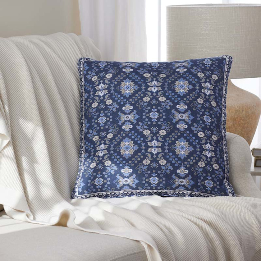 Chavri Reversible Decorative Square Pillow Cover - Blue, 20 in. x 20 in.,Blue