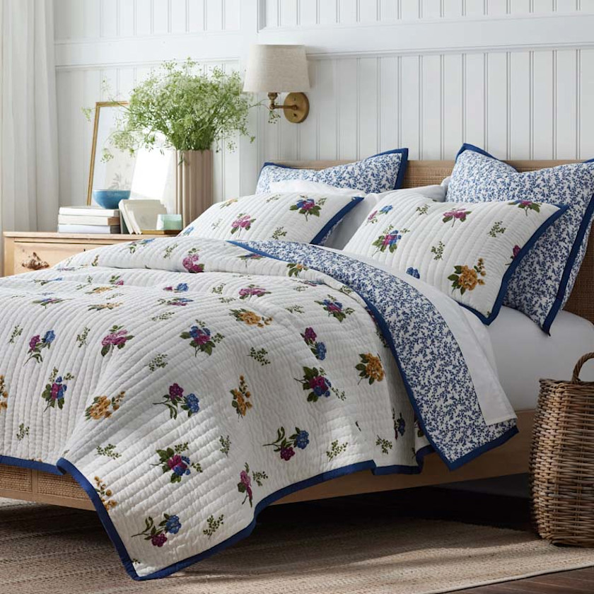 Alden Floral Reversible Quilt - Ivory, Twin/Twin XL,Ivory