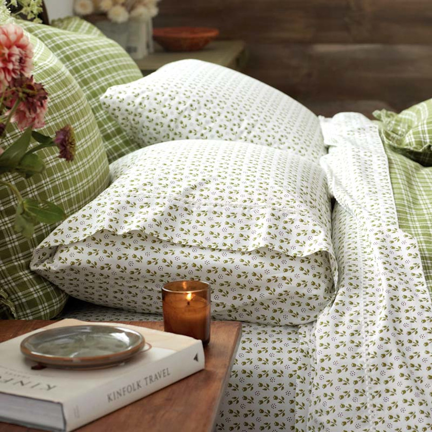 Mini-Prints Garment Washed Cotton Percale Pillowcase Set,Tulips