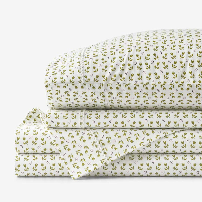 Mini-Prints Garment Washed Cotton Percale Bed Sheet Set