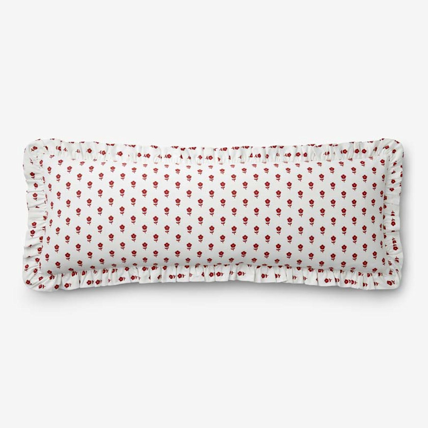 Flowers Decorative Lumbar Pillow Cover,Flowers Red