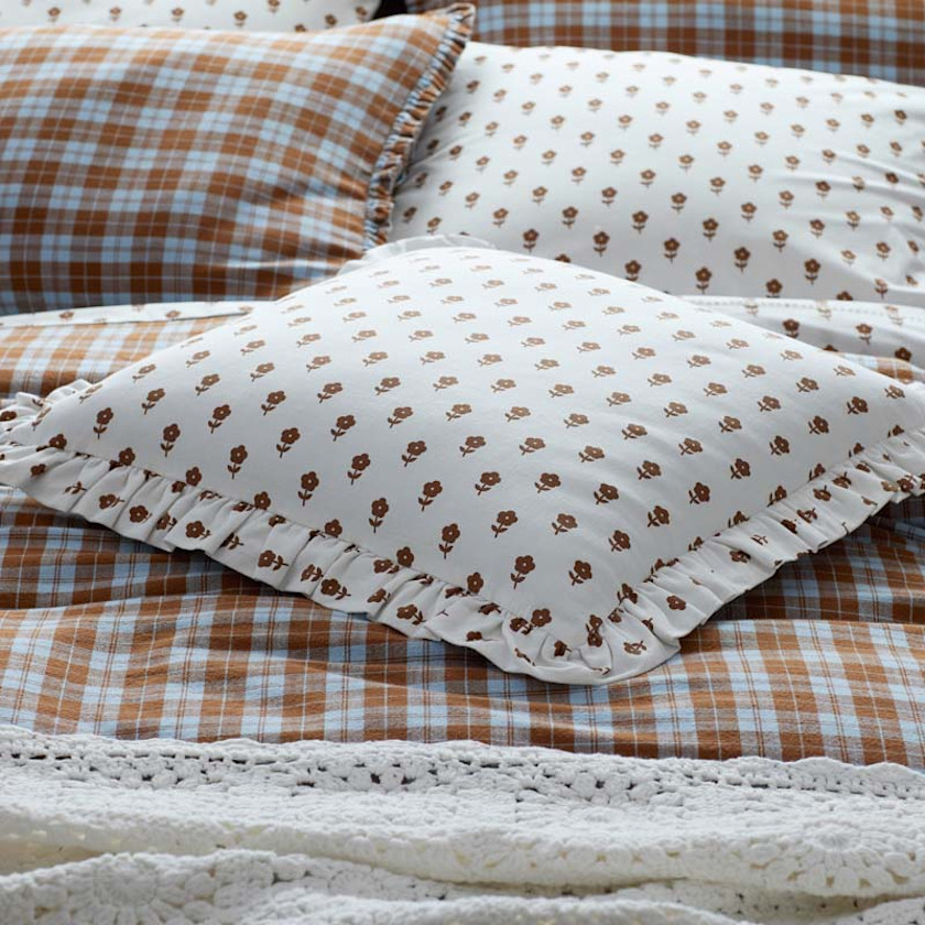 Flowers Decorative Square Pillow Cover,Flowers Nutmeg
