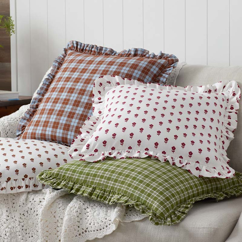 Flowers Decorative Square Pillow Cover,Flowers Red